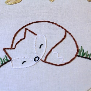 Woodland Nursery Decor Hand Embroidered Hoop Fox Embroidery Hoop Children's room decor sleeping fox art Unique Baby Shower Gift image 4