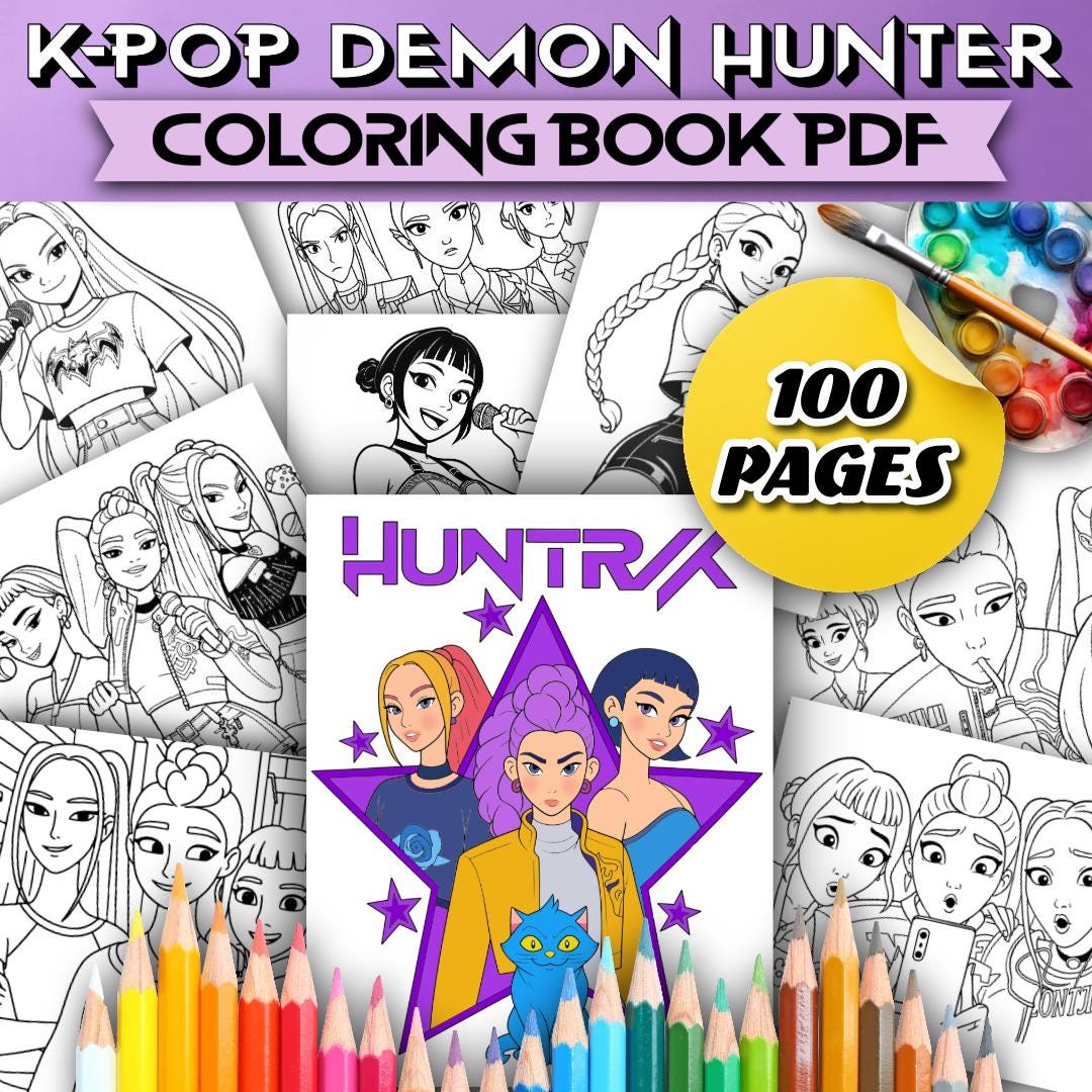 K-pop Coloring Book | 100 Pages | Original Art | Digital PDF - Etsy