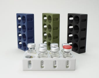 1 mL Vial Holder, 8 Slot | TRT & HRT Vial Organizer | Matte Storage Case with Window | Testosterone Vial Storage