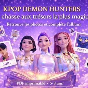 KPOP Demon Hunters Schatzoektocht – Kant-en-klaar spel voor kinderen van 5-8 jaar | Puzzels | Personagekaarten | Album & Certificaat | Verjaardag