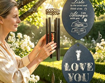 Dzwonek wietrzny na pamiątkę dla zwierząt, spersonalizowany prezent dla psa lub kota wyrażający kondolencje po stracie, grawerowane imię, dekoracja ogrodowa na Boże Narodzenie, Dzień Matki i Dzień Ojca