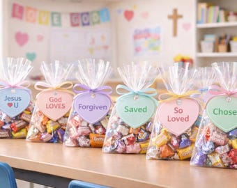 Christian Valentine Candy Tags | Jesus Loves You, Printable Hearts (Instant Download)