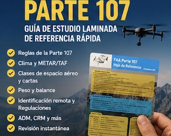Guía FAA Teil 107 | Hier finden Sie schnelle Referenzen für Drohnenpiloten | Plastikfolie | Aprueba tu examen