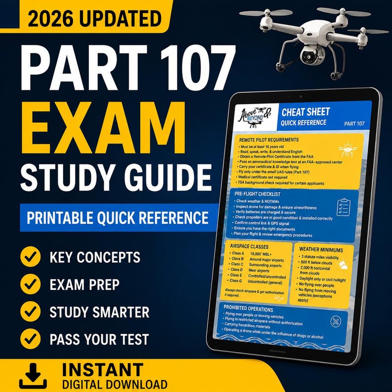 Part 107 Cheat Sheet: Printable Drone Exam Quick Reference & Remote ...
