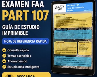 Guía FAA Teil 107 | Hoja de referencia rápida imprimible | PDF sofort herunterladen | Prüfung zum Piloten von Drohnen