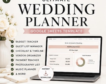 Hochzeitsplaner-Tabelle | Budget, Gästeliste, Zeitplan (Digitaler Download)