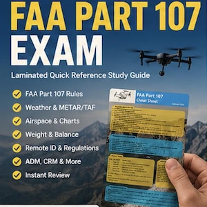 FAA Part 107 Laminated Study Guide | Drone Pilot Exam Quick Reference Sheet