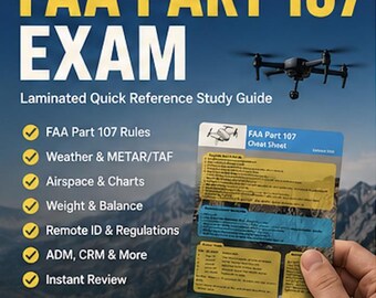 FAA Part 107 Lernleitfaden | Spickzettel für Drohnenpiloten | Part 107 Kurzübersicht | Laminierte Lernkarte | Bestehen Sie Ihre Prüfung