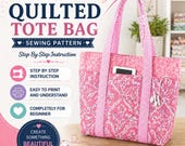 Quilted Tote Bag Sewing Pattern PDF, Beginner Friendly Shoulder Bag with Exterior Pockets, Digital Download Step-by-Step Sewing Instructions
