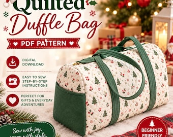 Large Christmas Duffle Bag Sewing Pattern, Weekender Travel Carryall PDF
