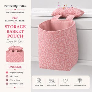 Sewing Pattern PDF: Hanging Desk Basket Pouch & Pincushion (Digital Download)