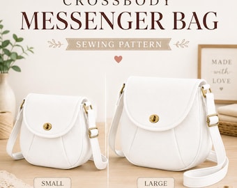 Crossbody Messenger Bag Sewing Pattern, Small Large Sizes (PDF Download)