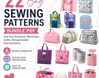 22+ Bag Sewing Pattern Bundle PDF | Tote, Backpack, Crossbody, Duffle & Quilted Bag Patterns | Instant Download