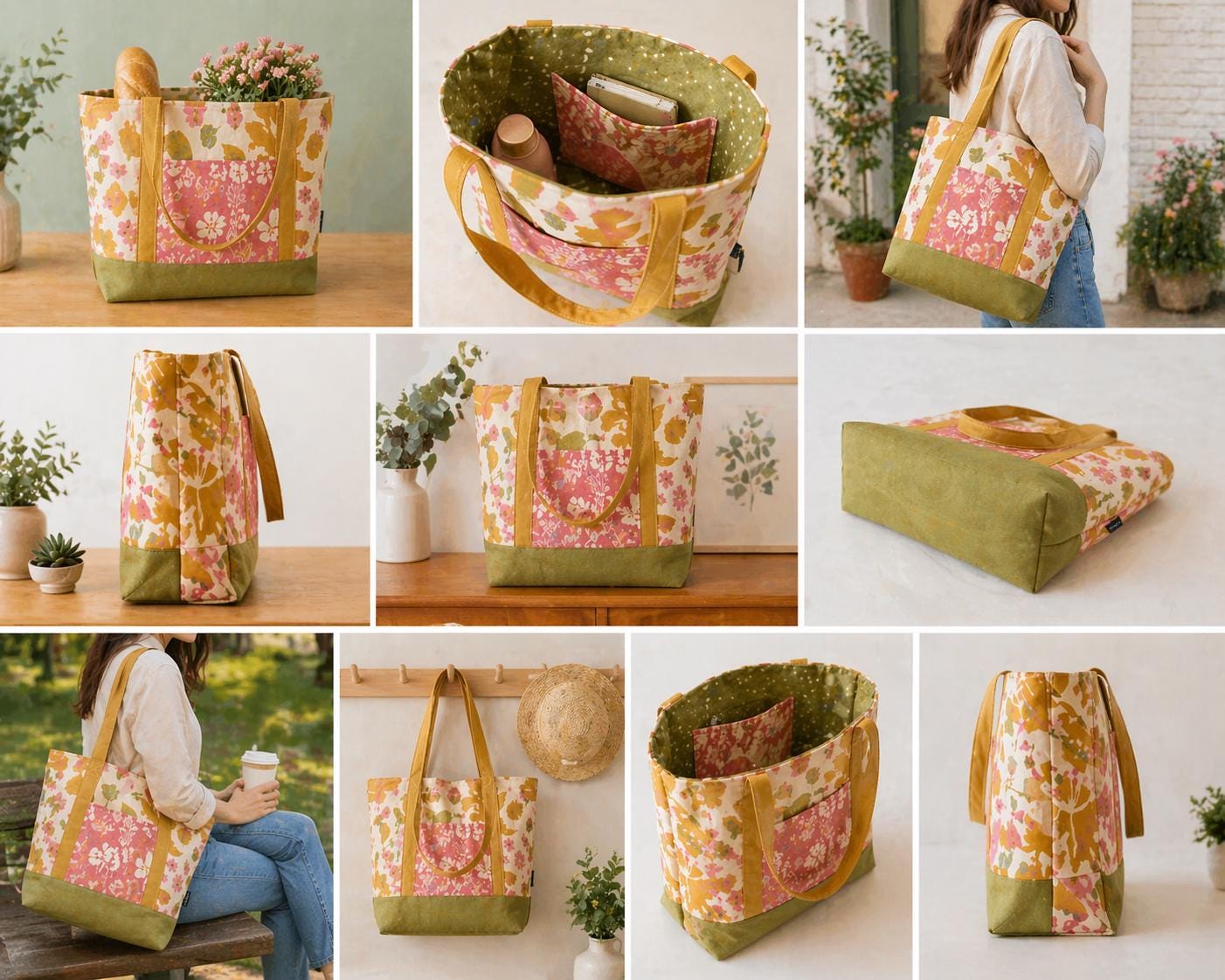 Market-fresh Tote Sewing Pattern | Fat Quarter Friendly Reversible Bag ...