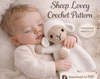 Lovey-haakpatroon schapen, Easy Lamb Snuggler pdf, babyshowerspeelgoed (digitale download)