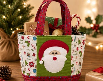 Christmas Tote Bag Sewing Pattern PDF | DIY Santa Treat Bag & Felt Holiday Gift Bag