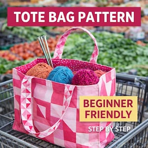 Cartamodello PDF per borsa tote / Borsa tote patchwork adatta ai principianti / Istruzioni passo passo / Cartamodello per borsa fai da te / Download immediato