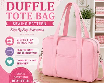 Quilted Duffle Bag Sewing Pattern, Heart Travel Weekender Tutorial (PDF Download)