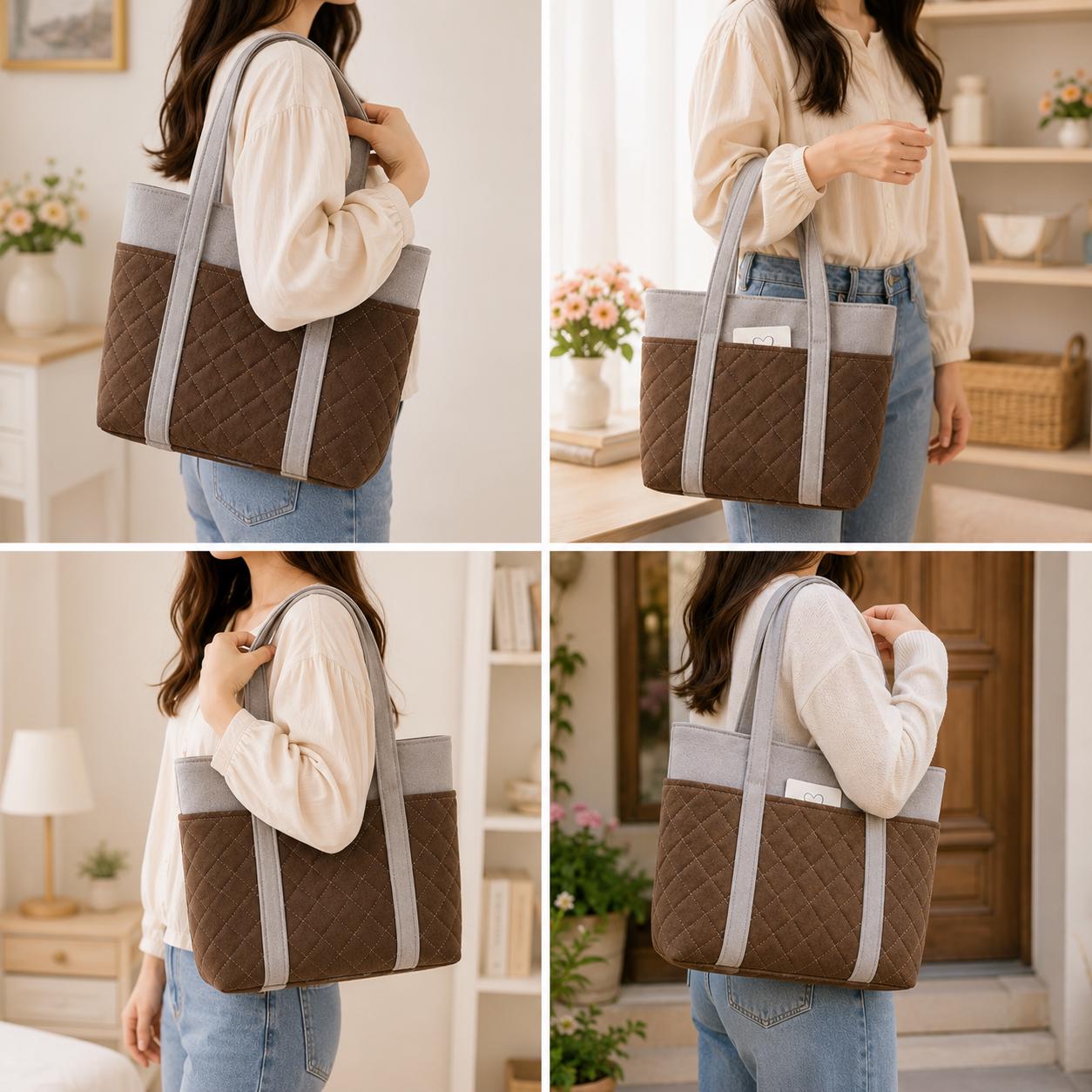 Quilted Tote Bag Sewing Pattern PDF, Beginner Friendly Shoulder Bag ...