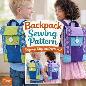 Kids Backpack Sewing Pattern PDF | Cute Fabric School Bag Pattern | Digital Download