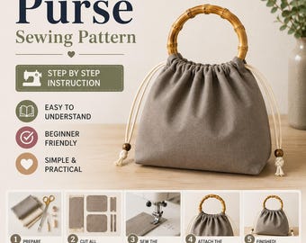 Easy Purse Sewing Pattern, Handbag Tutorial, Beginner Shoulder Bag (Digital Download)
