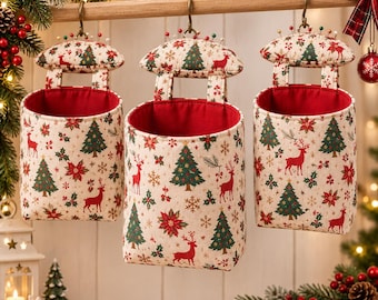 Christmas Sewing Pattern: Hanging Basket Pouch & Weighted Pincushion (PDF Download)