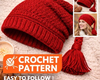Melt Ice Norwegian Resistance Hat Crochet Pattern PDF | Red Tassel Beanie (Digital Download)