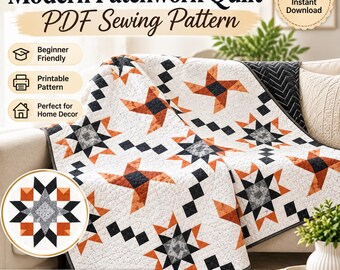 Halloween Quilt Pattern PDF, Pumpkin Quilt Pattern, Cat Quilt Pattern, Halloween Quilt Block, Autumn Quilt Pattern, Fall Quilt