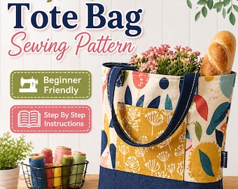 Market-Fresh Tote Sewing Pattern | Fat Quarter Friendly Reversible Bag (PDF Pattern)