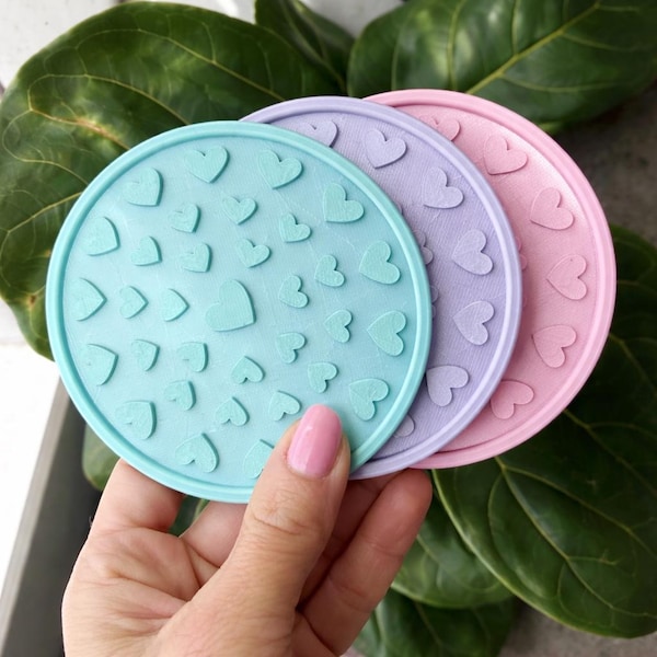 Rainbow Heart Makeup Brush Cleaner Pad | 3D Printed PLA Cleaning Tool