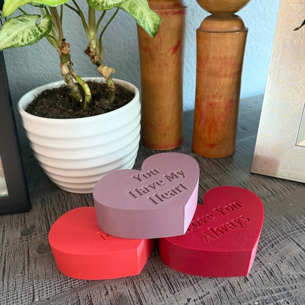 3D Printed Heart Keepsake Box – Engraved Sentimental Gift