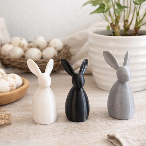Minimalist Bunny Decor Set | Modern Easter Spring Tiered Tray Shelf Decorations