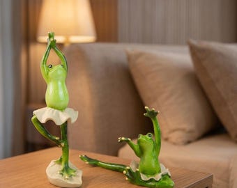 Figuritas de ranas bailarinas, decoración caprichosa de animales de ballet, acento de jardín de hadas estilo cottagecore