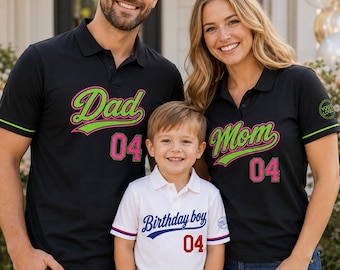 Benutzerdefinierte Polo-Shirt, personalisierte Papa Mama Kind Geburtstag Polo, Familie passendes Logo Golf Shirt, Arbeitsuniform für Männer Frauen Kleinkind Jugend
