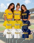 Custom Banana Team Women’s Crop Baseball Jersey – Personalized Name & Number, Fun “Let’s Go Bananas” Design, Perfect Savannah Fan Gift