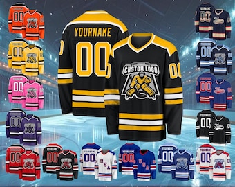 Custom Hockey Jersey Personalized Name Number Ice Hockey Jersey Team Uniform Printed or Stitched Long Sleeve for Men Women Kids Toddler Gift