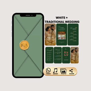 Invitación de boda interactiva en vídeo / Revelación del sobre / Plantilla editable de Canva / Invitación de boda animada para móviles