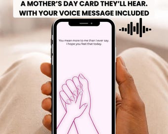 Thinking Of You Audio Card, Voice Message Gift, Digital Greeting Card, Editable Canva Template, Send by Phone
