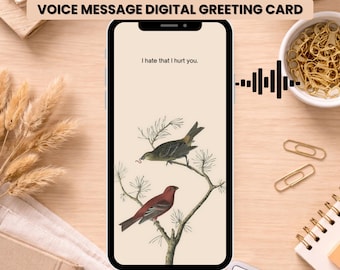 Excuses spraakberichtkaart, digitale wenskaarten, aangepast audiocadeau, emotionele aandenken voor dierbaren, Canva Instant Download