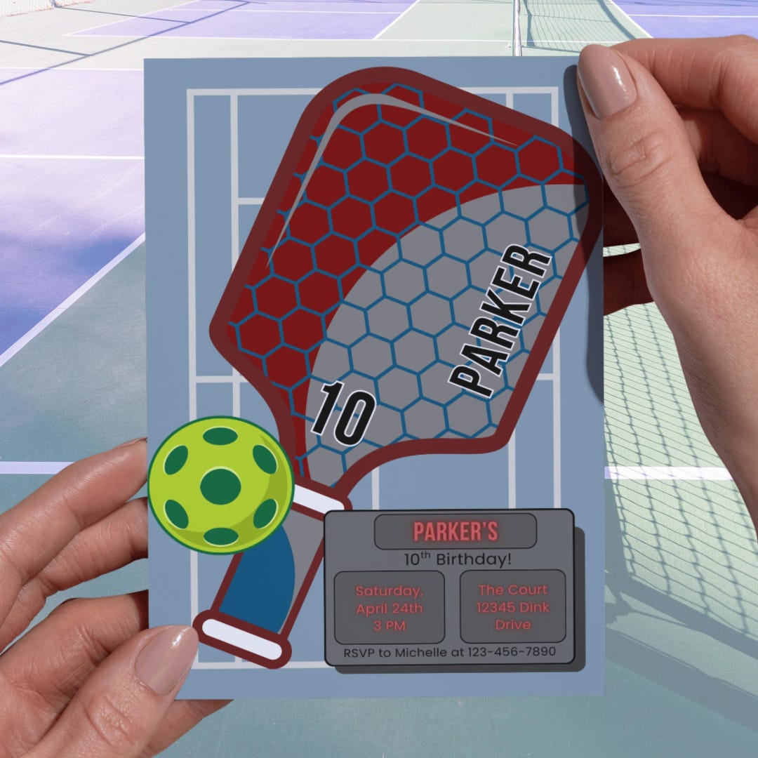 Pickleball Paddle Birthday Invitation | Pickleball Party for Kids 5x7 ...