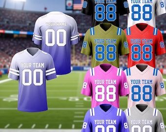 Gepersonaliseerde voetbalshirt, aangepaste pailletten teamnaam nummer T-shirt, wedstrijddag fankleding, uniseks voetbal topsportliefhebber cadeau voor hem