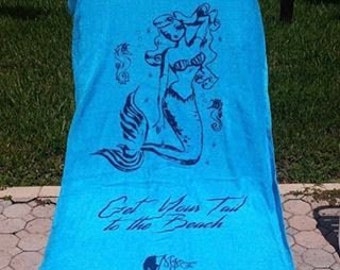 Beach Towel, Mermaid, Mermaid Beach Towel,  USA Seller, Cotton Velour, towel, beach, mermaid towel, gifts, mermaid lover, nautical,