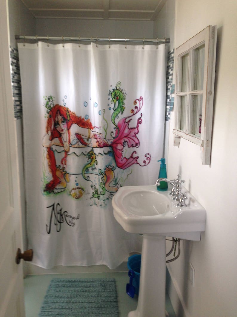 Mermaid Shower Curtains, Mermaid in a Tub Shower Curtains, Shower Curtains, Beachy, Mermaid, Bathroom, Shower, Home Decor, Home Accents 