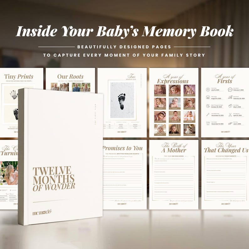 Buy Baby Memory Book First Year | Printable Canva Milestone Keepsake ...