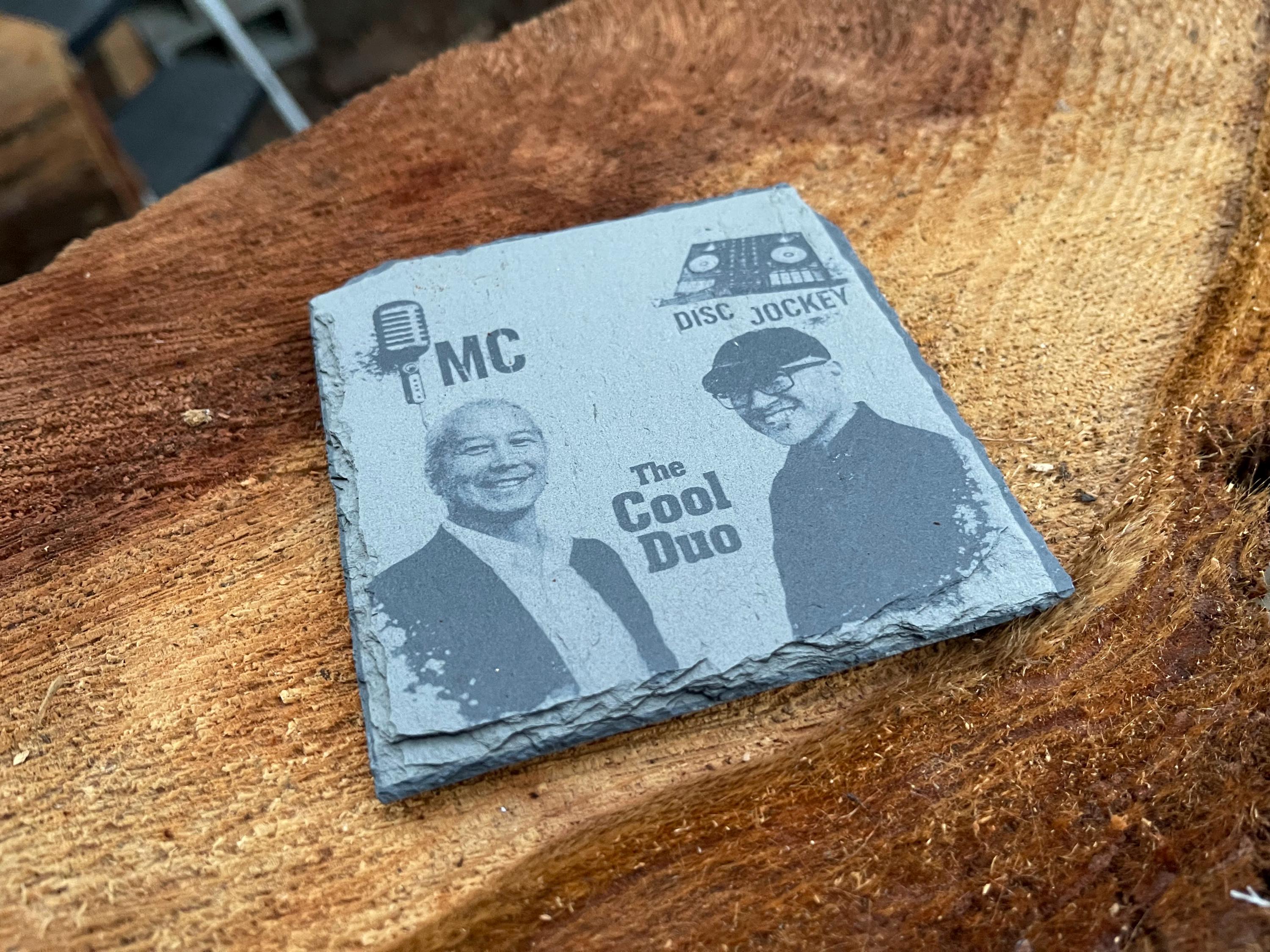 Personalized Laser-engraved Slate Photo Coaster – Custom Family / Group ...