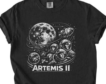 Artemis II Astronaut Shirt Retro Space Exploration Tee, NASA Moon Mission Comfort Colors T-Shirt, Vintage Astronaut Tee, Space Lover Gift
