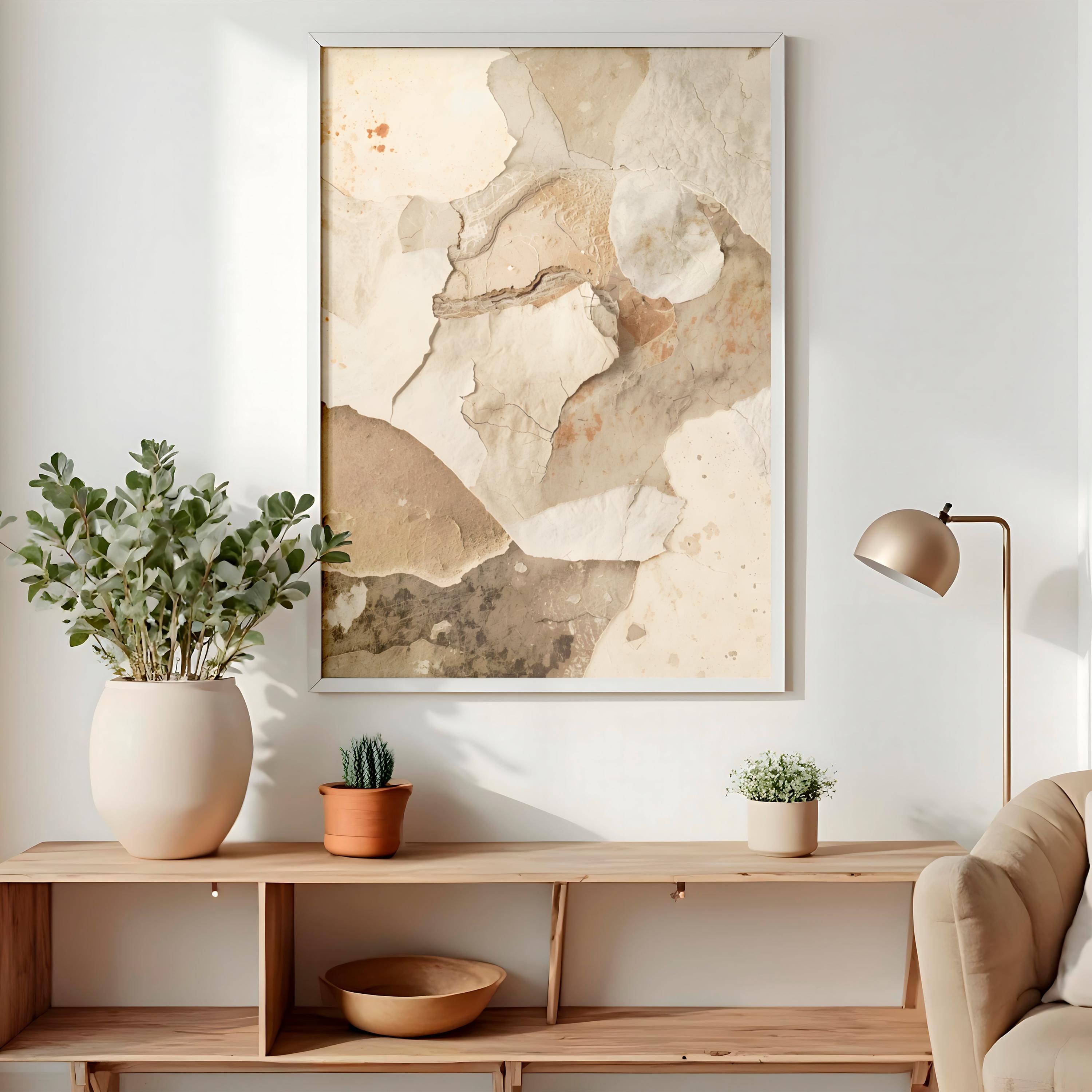 Wabi Sabi Textured Wall Art Printable, Neutral Beige Plaster Abstract ...