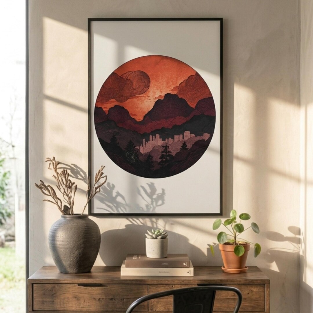Dark Japandi Wall Art | Wabi Sabi Digital Prints | Japanese Woodblock ...