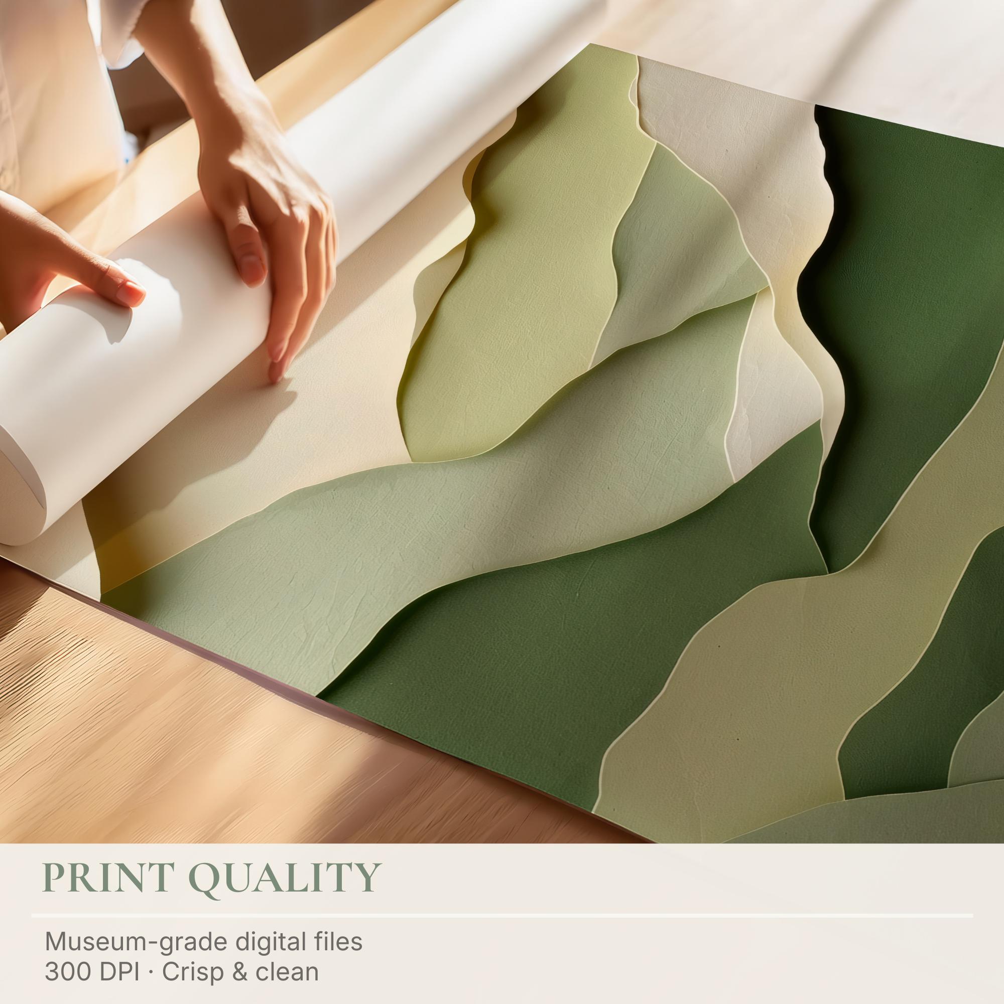Japandi Wall Art Set of 3 - Sage Green Wabi Sabi Prints, 3D Paper Cut ...