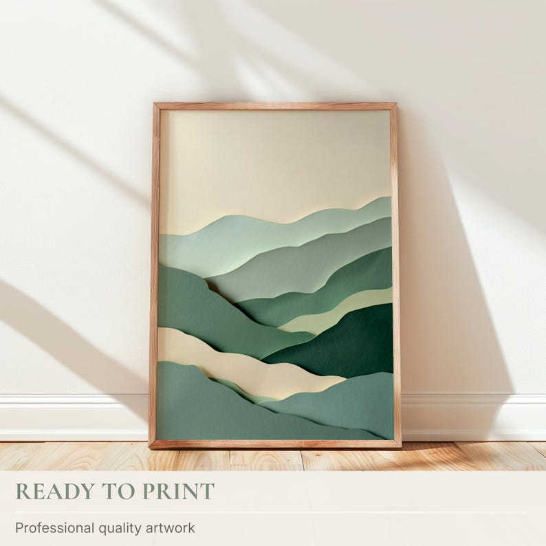 Japandi Wall Art Set of 3 - Sage Green Wabi Sabi Prints, 3D Paper Cut ...